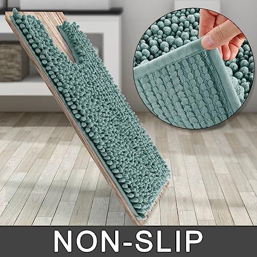 Yimobra Toilet Rug U Shaped Washable 24x20 Inch - Ultra Soft Absorbent Chenille Bath Rugs for Toilet, Quick Dry & Machine Washable, Non Slip Contour Bathroom Mat, Grayish Green - Image 4