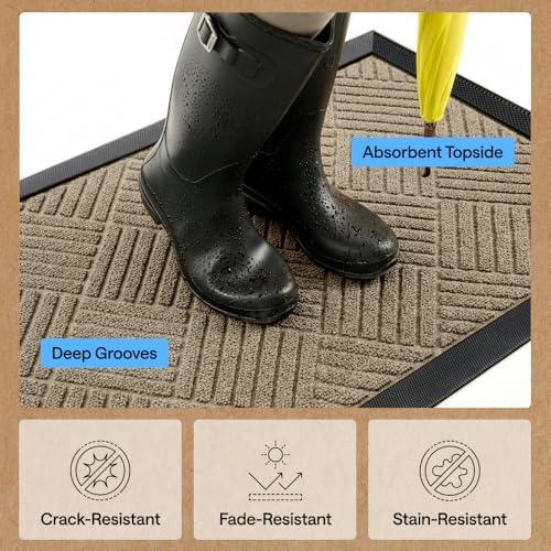 GORILLA GRIP WeatherMAX Door Mat, Indoor Outdoor Use, 72x24, Beige Diamond - Image 5