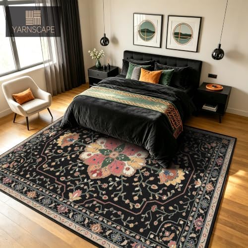 YARNSCAPE 6' x 9' Machine Washable Area Rug, Non-Slip Low-Pile Carpet - Image 3