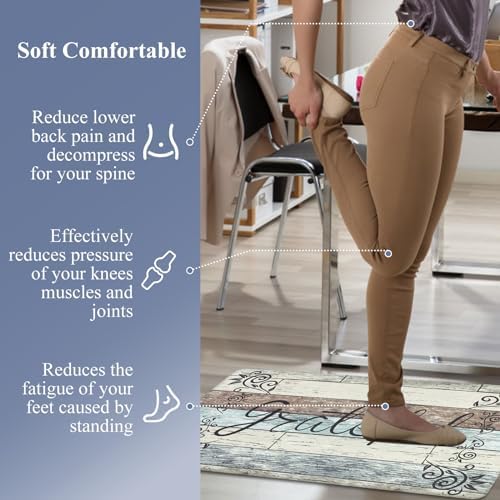 HEBE Anti Fatigue Kitchen Mat Set of 2, Cushioned Kitchen Mats for Floor - Image 2