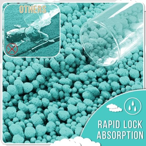 Yimobra Bathroom Rugs Non Slip Washable 32x20 Inch - Ultra Soft Absorbent Chenille Bath Mat, Quick Dry Shaggy Floor Carpet for Tub Shower, Lake Blue Home Decor Accessories - Image 5