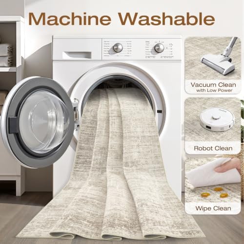 LOONGRUG 10x13 Area Rug Washable Neutral Modern Rug for Living Room Brown - Image 2