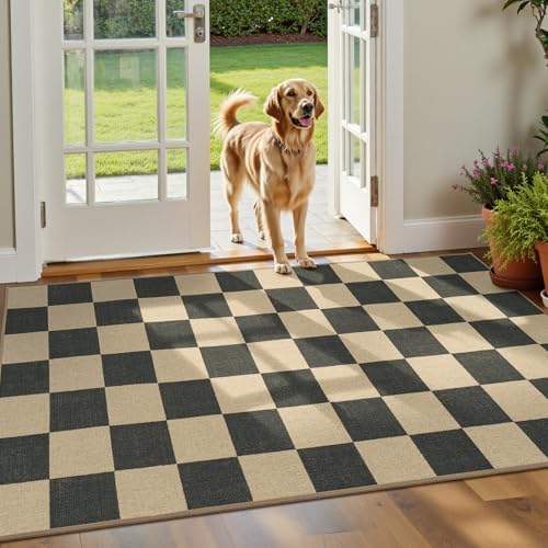 Lessymo Checkered Entryway Rug, 3x5 Washable Area Rugs for Living Room - Image 2