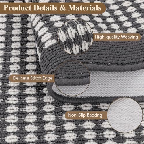 Ileading Kitchen Mat Sets 3 Piece Washable Grey Kitchen Floor Runner Rugs - Image 3