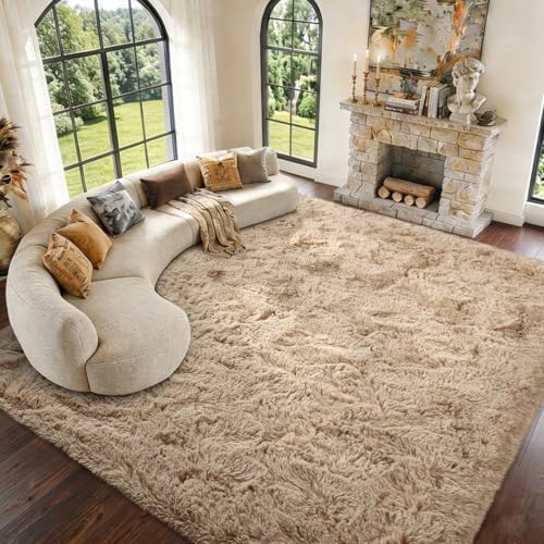10x14 Extra Large Fluffy Shaggy Area Rugs Non-Slip for Living Room Beige - Image 3