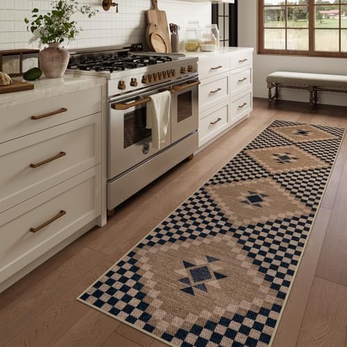LIVEBOX Easy Jute Runner Rugs for Hallway 2x10, Non Slip Washable Rug Runner, Checkered Extra Long Rugs for Hallways, Ultra Thin Farmhouse Kitchen Rug for Hardwood Floor by LIVEBOX
