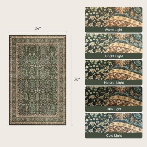 Lofus 2x3 Area Rugs for Entryway, Washable Non-Slip Mats for Floor, Green - Image 2