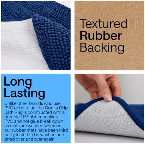 GORILLA GRIP Bath Rug Mat for Bathroom, Absorbent Chenille 36x24 Royal Blue - Image 3