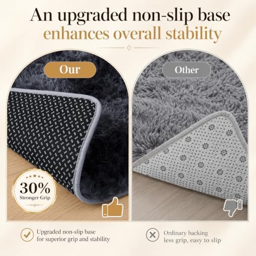 PLHXFR 9x12 Area Rugs Living Room: Fluffy Bedroom Soft Shag Rug Black Grey - Image 6