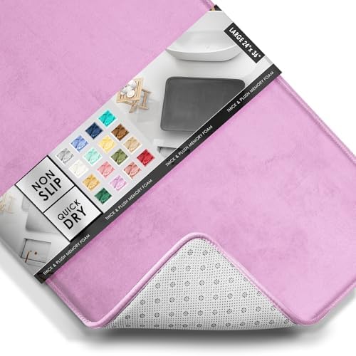 Clara Clark Bathroom Rugs, Velvet Memory Foam Bath Mat, Non-Slip Bath Rugs, Machine Wash, Dries Quickly, Ultra Soft Plush Bath Mats for Bathroom, 24 x 36, Lavender Dream - Image 3