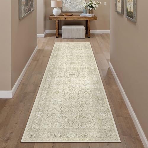 PureCozy Beige Runner Rug 2x8 Vintage Traditional Distressed by PureCozy