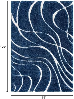 SAFAVIEH Area Rug 8x10 - Florida Shag Collection - Large - Navy & Ivory, Non-Shedding & Easy Cleaning, Plush Thick Pile, Ideal for Living Room, Bedroom, Dining Space (SG471-6512) - Image 2