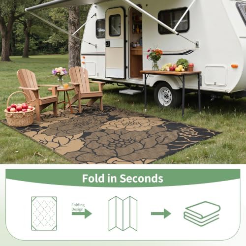 GENIMO Outdoor Rug, Waterproof Plastic Rugs for Patio, 8'x10' Raven Brown - Image 6