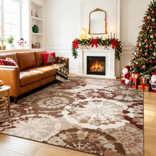 Boho Modern 5x7 Area Rug, Washable Non-Slip Low-Pile Abstract Rugs by Quntue