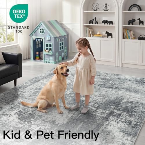 Stiio 8x10 Area Rugs for Living Room, Washable Grey Large Rug - Image 4
