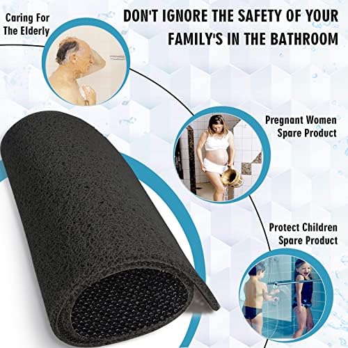 godehone Shower Mats Non Slip Without Suction Cups, PVC Loofah Bathroom Mats, Loofah Mats for Shower and Bathroom, Quick Drying, 23.6× 47.2 Inch, Black - Image 3
