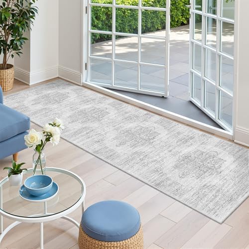 2x8 Runner Rug Non Slip,Washable Hallway Runner Rug,Grey - Image 4