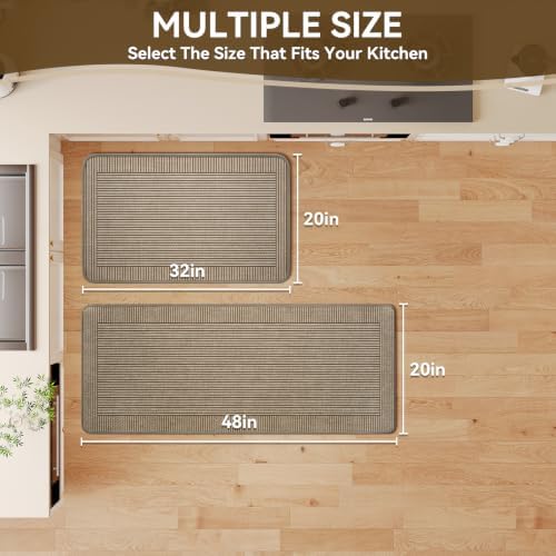 Kitchen Rugs Set of 2, Kitchen Mats for Floor,20x32+20x47 Brown - Image 2
