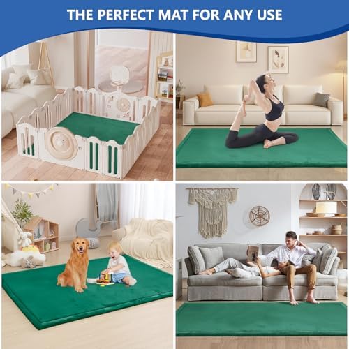 Baby Play Mat for Floor,1.3" Thick Memory foam Tummy Time Mat for Toddlers,Infants,kids,Water-Repellent Soft Nursery Rug ,71"×79" Extra Large Non Slip for Crawling&Yoga,Tatami Style for Living Room(Dark Green) - Image 5