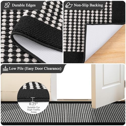 Ileading Hallway Runner Rug 2'x10' Heavy-Duty Durable Entryway Floor Mat with Non Slip Rubber Backing for Busy Traffic Extended Indoor Doormat Machine Washable Helloween Kitchen Throw Rug（Black&White） - Image 5