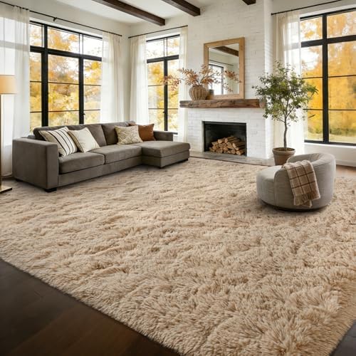 10x14 Extra Large Fluffy Shaggy Area Rugs Non-Slip for Living Room Beige by Unknown