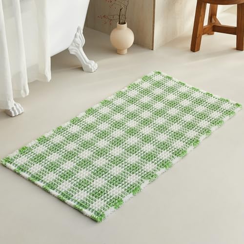 TYUU Waffle Bath Mat, Cute Bathroom Rugs Non Slip, 48x24 Green & White by TYUU