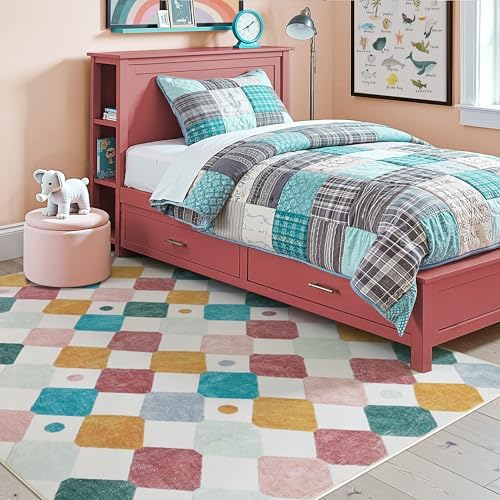 jinchan 5x7 Nursery Rug Washable Kids Rug Colorful Play Mat Decor Confetti - Image 3