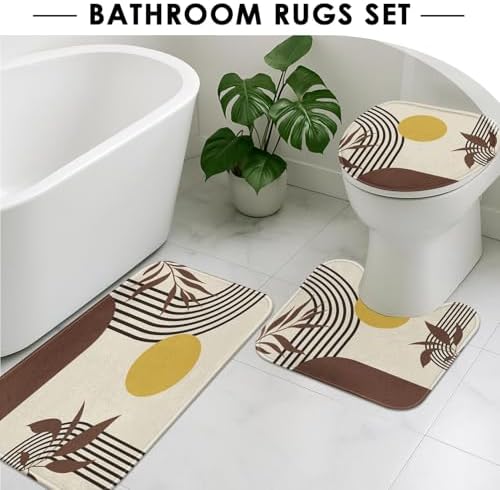 Boho Bathroom Sets with Shower Curtain and Rugs, Set of 4, Mid - Image 5