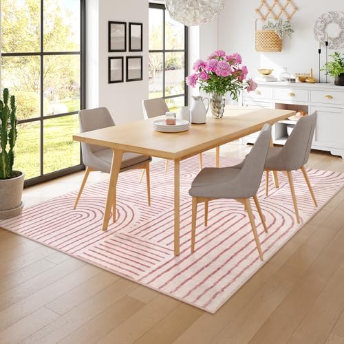 Lahome Abstract Pink Area Rugs 8x10, Soft Pink Rugs for Bedroom Girls - Image 5