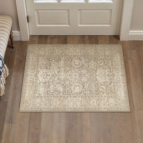 HUGEAR Entryway Area Rugs 2x4 Beige Vintage Rug - Image 2