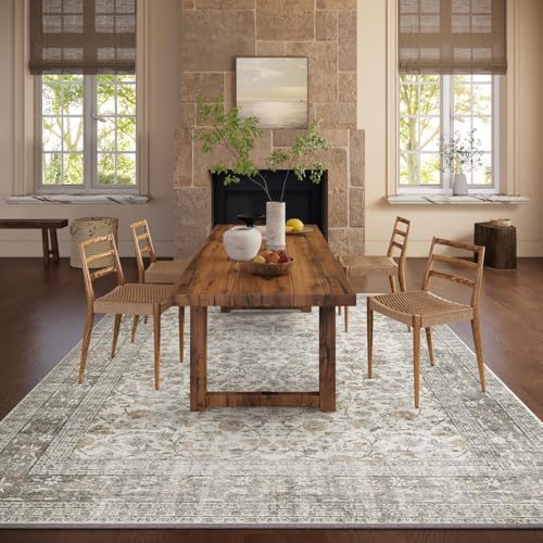 Machine Washable Rugs for Living Room: 6x9 Area Rugs for Bedroom Vintage Stain Resistant Non Slip Low Pile Soft Boho Carpet for Kitchen Dining Room Farmhouse Kids Room Nursery - Image 6