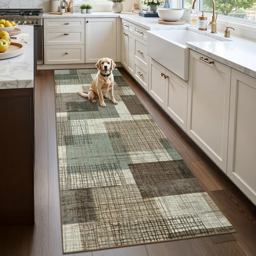 Washable 3x10 Runner Rug for Hallway Kitchen Bedroom, Green - Image 5