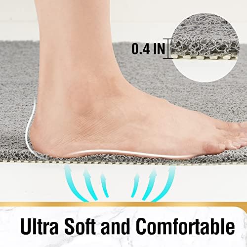 HITSLAM Non Slip Bathtub Mat 40 x 16 Inch, Extra Long Bath Mat for Tub, Soft PVC Loofah Shower Floor Mat with Drain, Quick Drying Bathroom Tub Mat for Wet Area, Without Suction Cup, Grey - Image 4