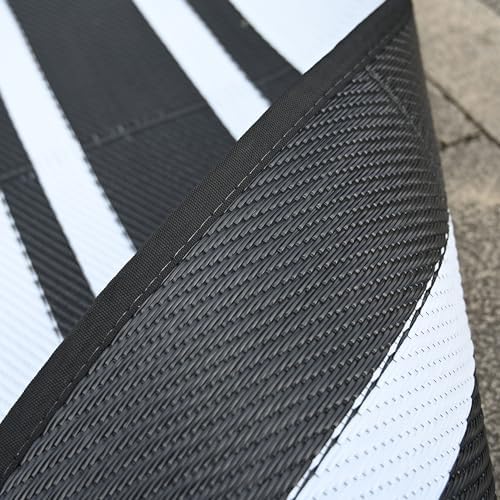RURALITY Outdoor Rug 9x12 Waterproof for Patio Clearance,Large Plastic Straw Mat for Camping,Porch,RV,Reversible,Black and White - Image 6