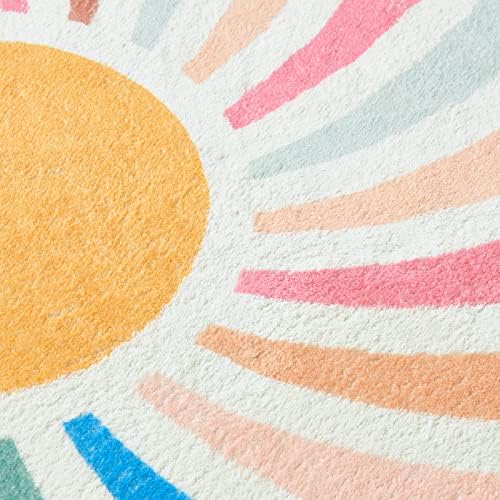Topotdor Sun Rainbow Round Rug,Colorful Boho Kids Rug Ultra Soft Washable Nursery Rug for Bedroom Perschool Classroom,47" Round - Image 5