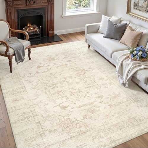 6x6 Area Rugs Living Room: Bedroom Washable Carpet Beige/Brown - Image 3
