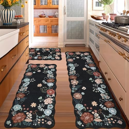 Homcomoda Kitchen Mats for Floor 3PC, Floral Washable Kitchen Rugs Non Slip Cushioned Comfort Standing Mat 20 "x32+20 "x47+20 "x59 - Image 3