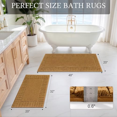 Pauwer Bathroom Rugs Set 2 Piece, Microfiber Bath Mat Set, Mustard - Image 2