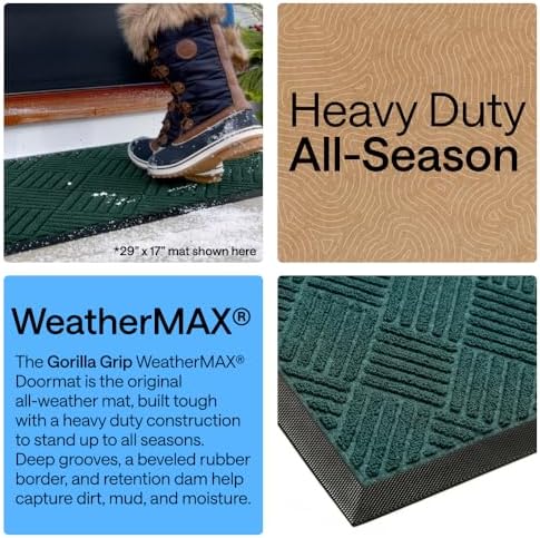 GORILLA GRIP WeatherMAX Door Mat, Indoor Outdoor Use, 72x24, Green Diamond - Image 3