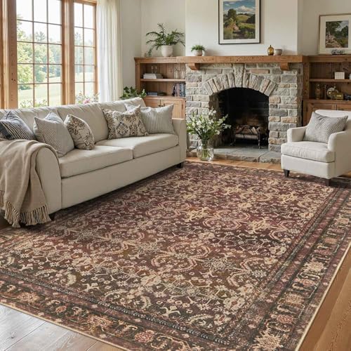 Rugxara Red Area Rugs 5x7 Washable Oriental Rug for Living Room Bedroom - Image 5