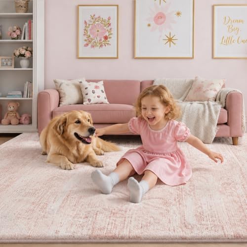 Soft Thick 5x7 Pink Area Rugs for Living Room by LatteFog