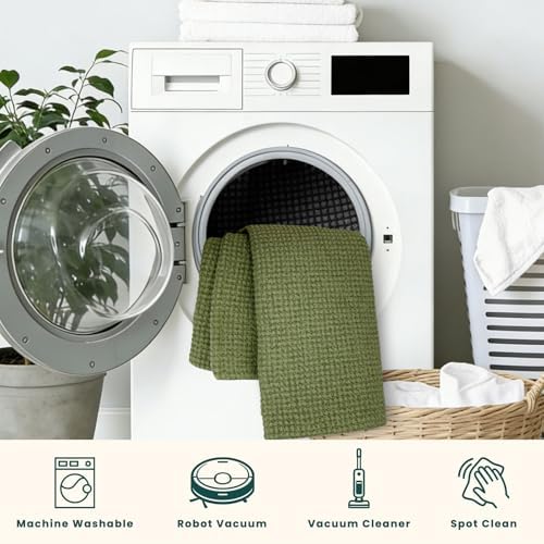 KOZYFLY Cotton 3x12 Runners Rugs for Hallway, Long Washable Runner Rug, Woven Non Slip Kitchen Runner, Braided Entryway Rug, Floor Carpet for Entry, Aisle, Hall, Olive Green/Earthy Green - Image 6
