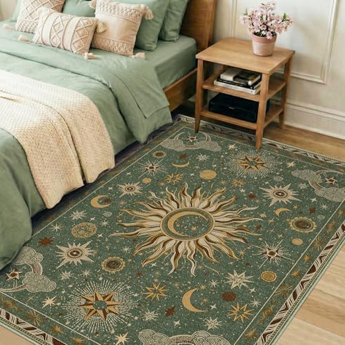 Vacuum-Friendly, 3x5 Washable Area Rug, Green Brown - Image 3