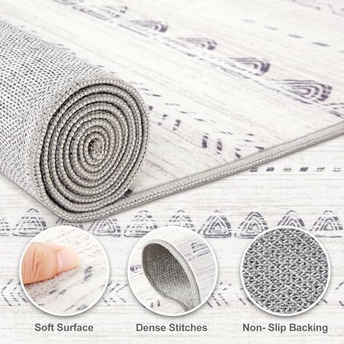 Nakagishi Round Rug Boho Area Rugs: 6x6 Washable Large Circle Neutral Soft Stain Resistant Non-Slip Carpet for Women Aged 25-45 Farmhouse Decor Enthusiasts - Living Room Bedroom Dining Room Nursery - Image 3