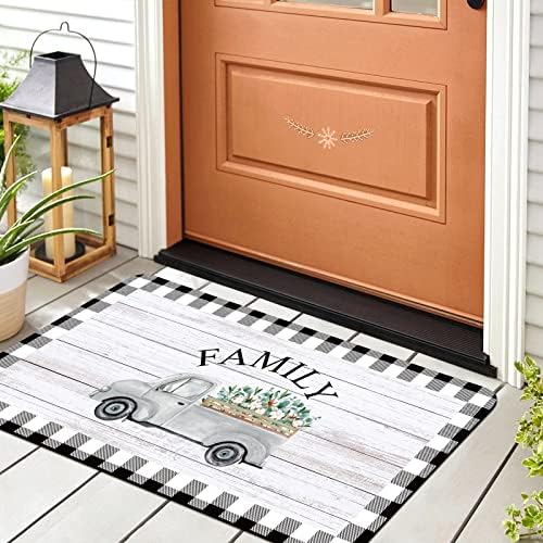 Riakrum 2 Pcs Farmhouse Kitchen Rugs Non Slip Washable Buffalo Plaid Mat - Image 2