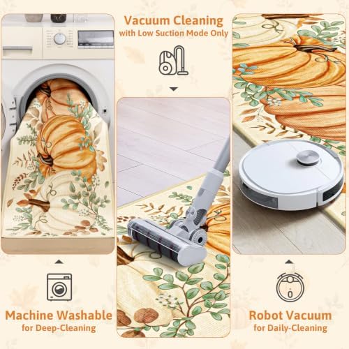 Yamaziot Fall Pumpkin Kitchen Rug Set of 3 Autumn Home Decor Beige - Image 5