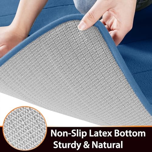 Yimobra Long Bath Mat 44"x24", Super Soft Quick Dry Memory Foam Bathroom Rug, Water Absorbent, Non Slip Backing Machine Washable for Tub Shower, Thick Comfort Support, Blue - Image 5