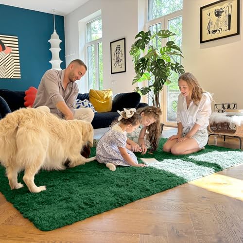 OLANLY 2x8 Machine Washable Runner Rugs for Hallway, Soft Fluffy Shaggy Bedside Rugs for Bedroom, Living Room, Indoor Floor Carpet for Kids Girls Boys, Nursery Rooms, Home Decor Aesthetic, Dark Green - Image 6