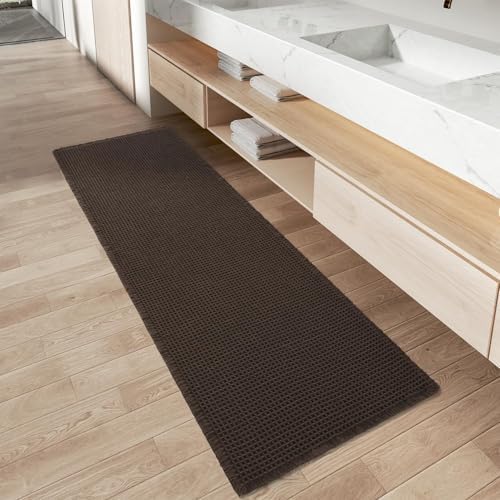 Upgraded Waffle Bath Mat Runner Absorbent Non Slip Bathroom Mat, 2' x 6' by AMOAMI