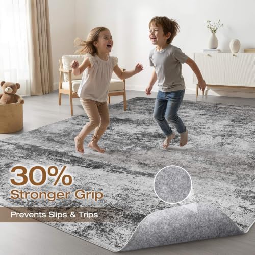 LOONGRUG 6x9 Area Rug Washable Neutral Moder Living Roomn Rug Black Gray - Image 3